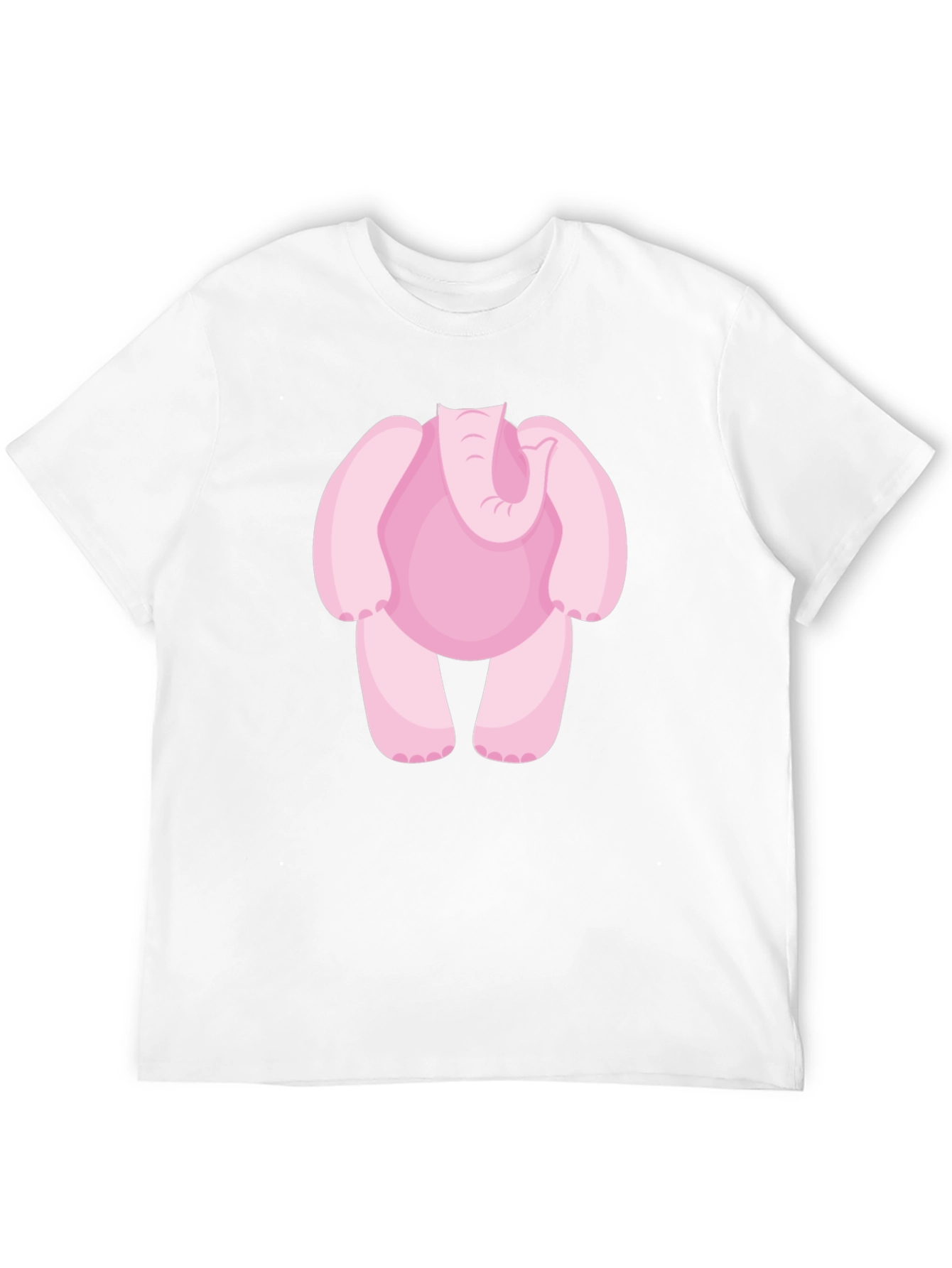 Pink Elephant Cartoon Black T-Shirt