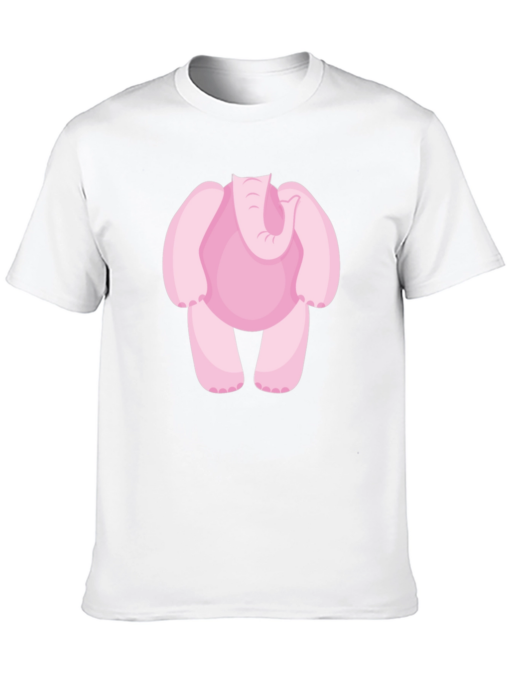 Pink Elephant Cartoon Black T-Shirt