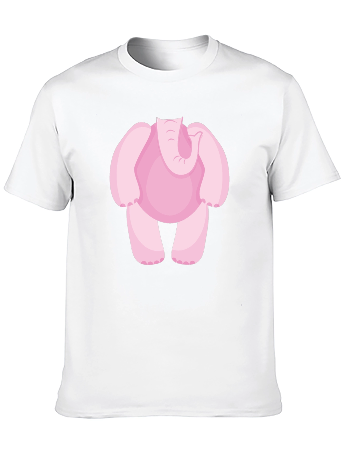 Pink Elephant Cartoon Black T-Shirt