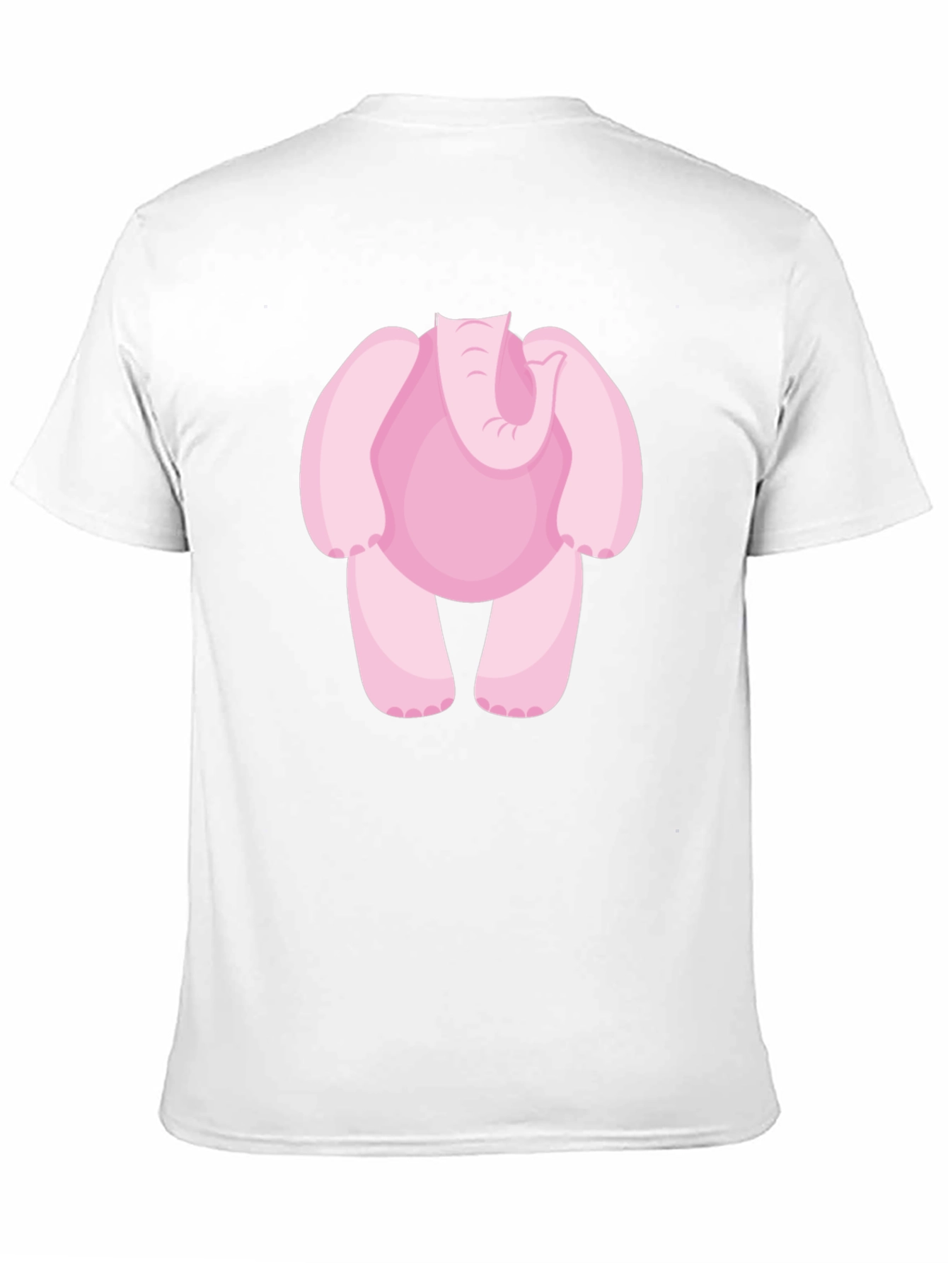 Pink Elephant Cartoon Black T-Shirt