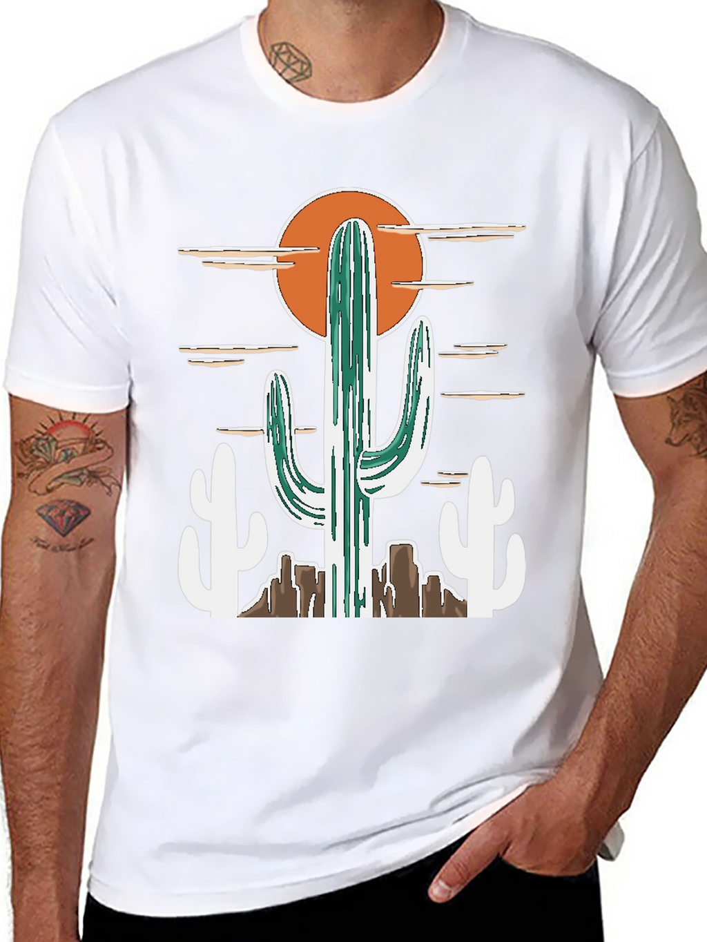 Desert Cactus Graphic Tee - Western Style Cotton T-Shirt