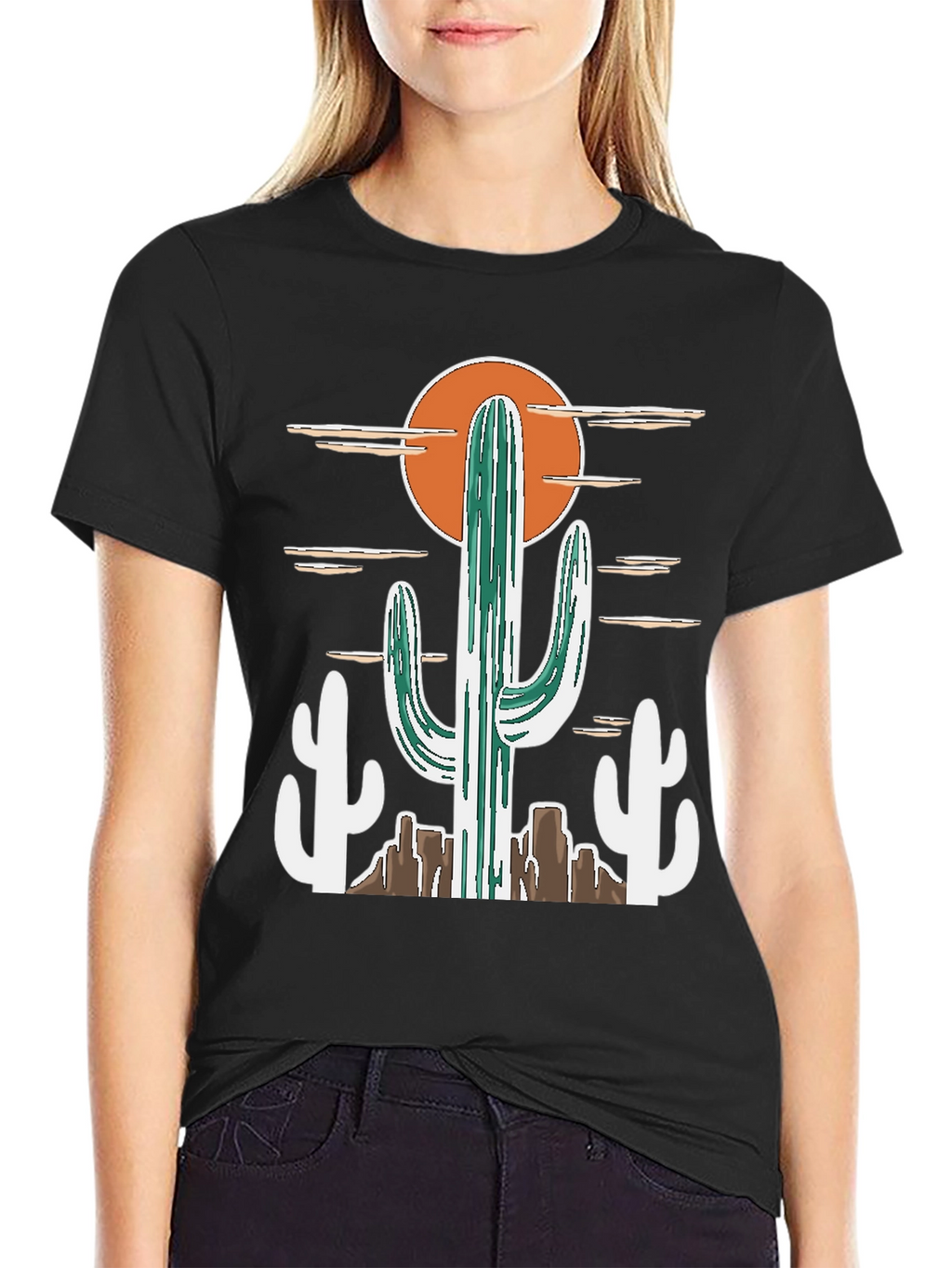 Desert Cactus Graphic Tee - Western Style Cotton T-Shirt