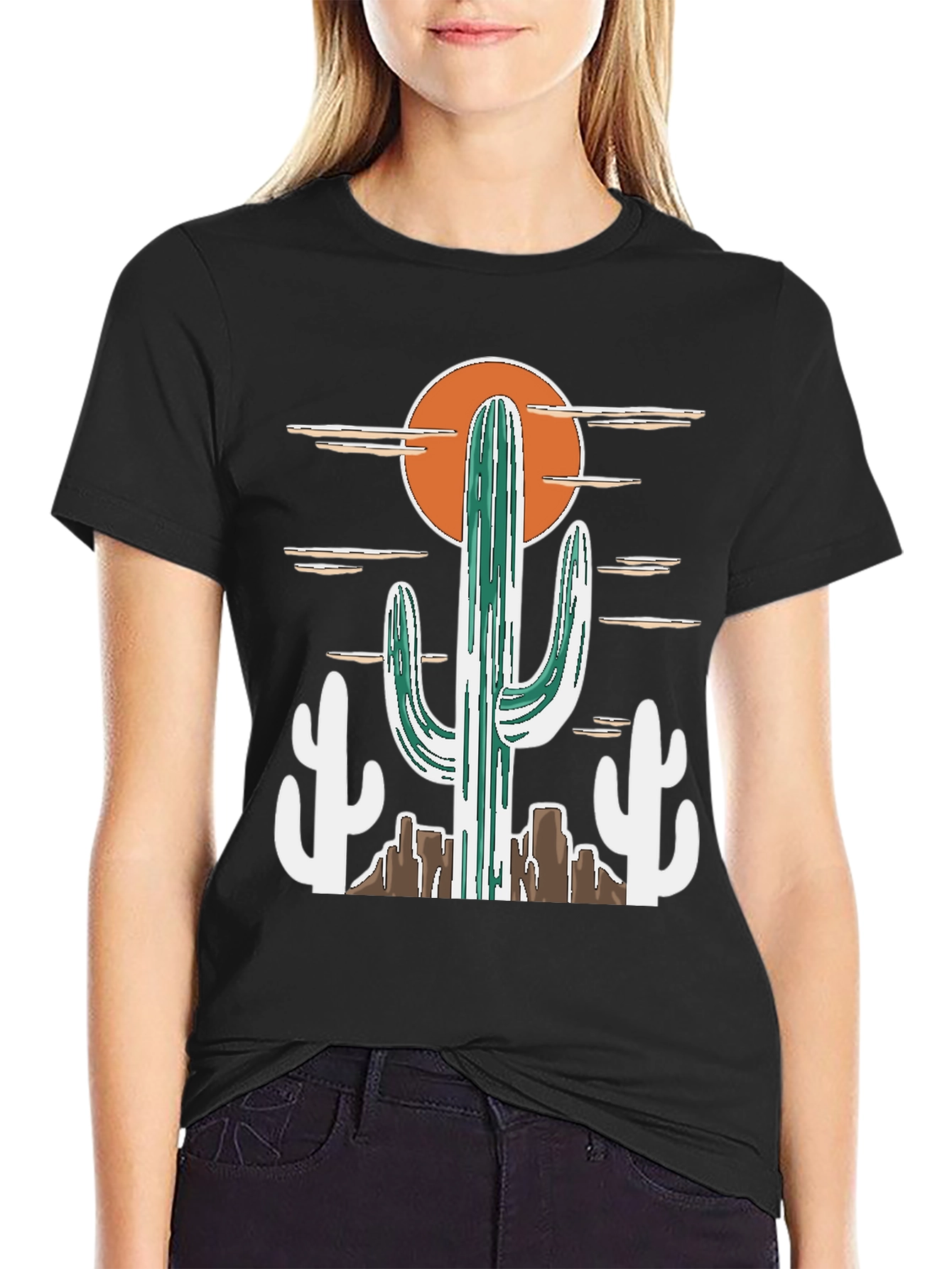 Desert Cactus Graphic Tee - Western Style Cotton T-Shirt