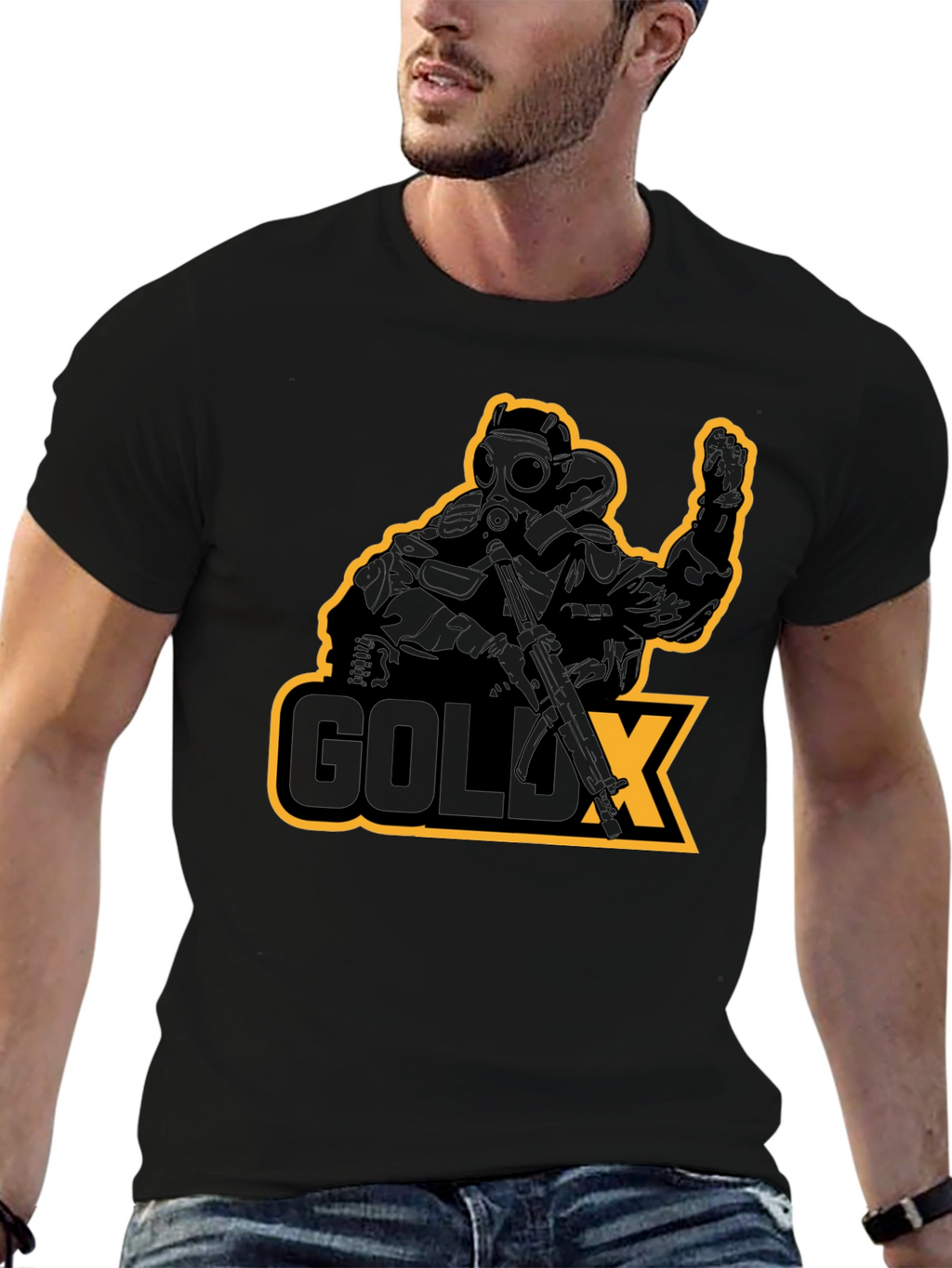 GoldX Soldier Graphic T-Shirt - Black