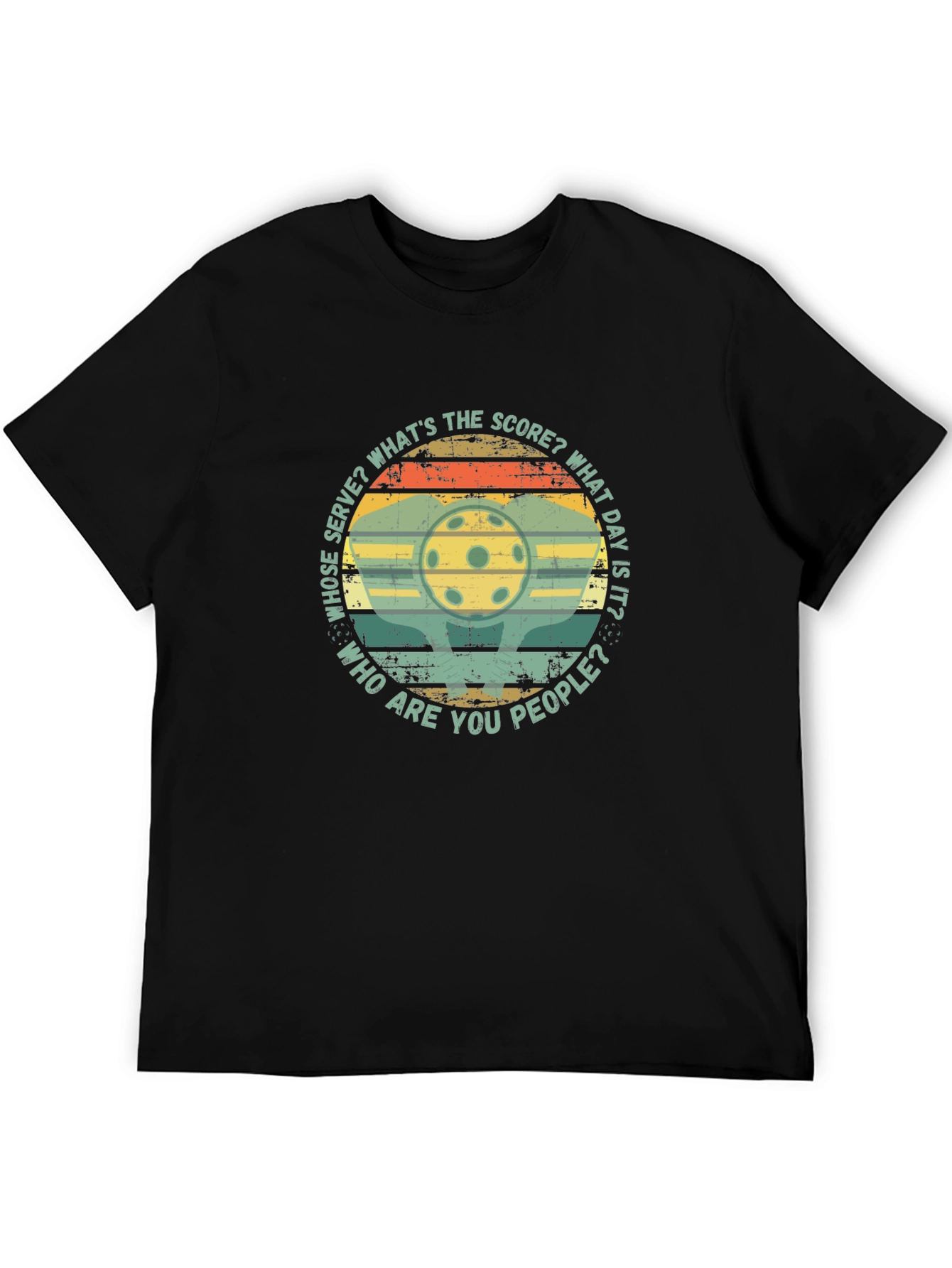 Pickleball Retro T-Shirt: Whose Serve? Whats The Score?