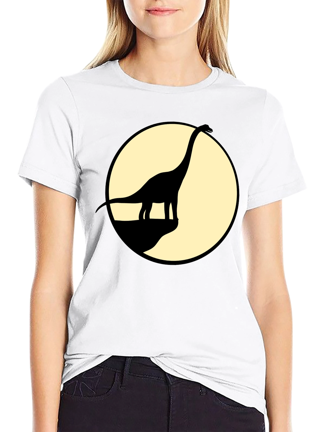 Dino Silhouette Tee - Black Cotton Graphic T-Shirt