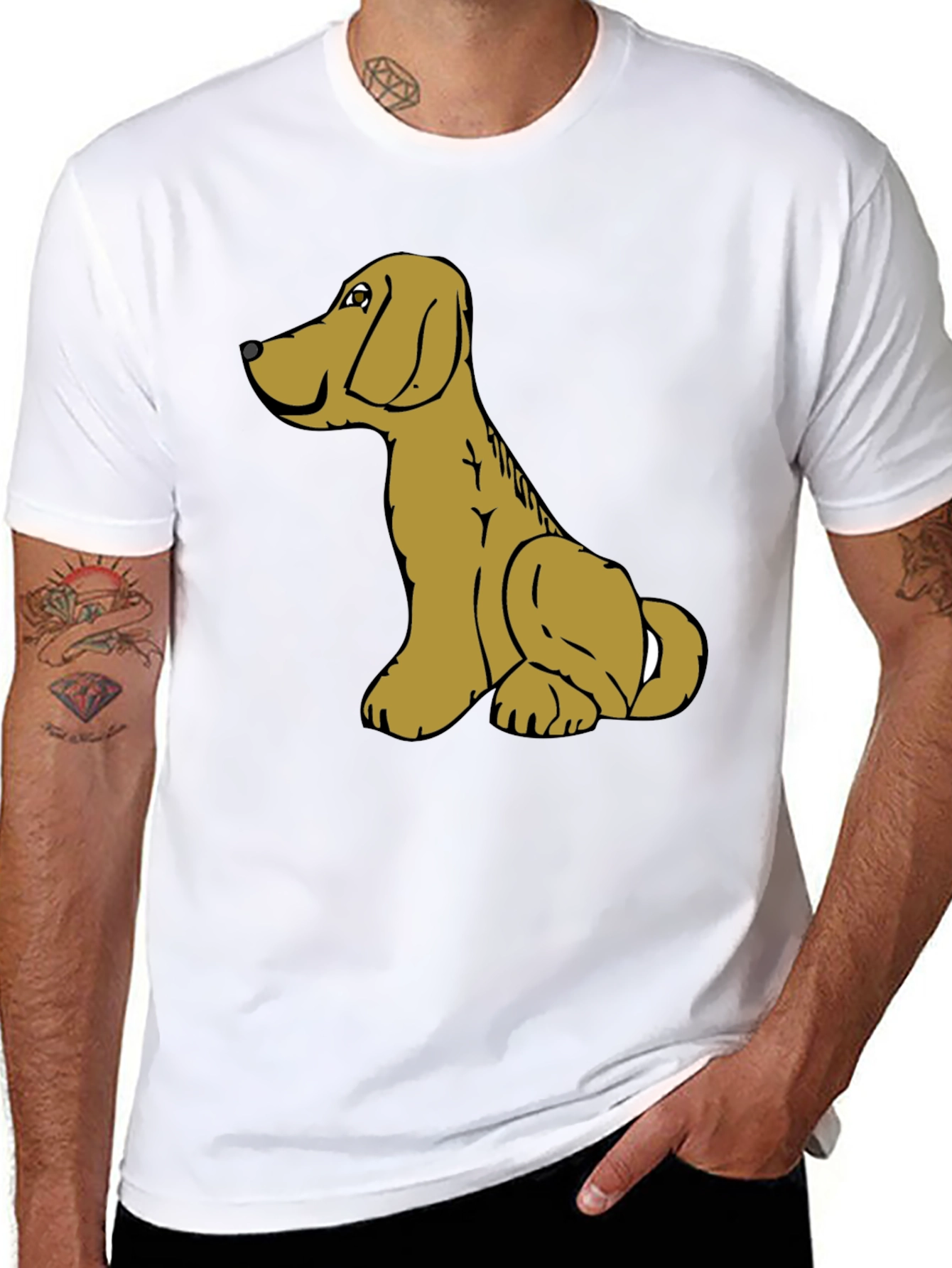 Dog Cartoon Graphic Black T-Shirt