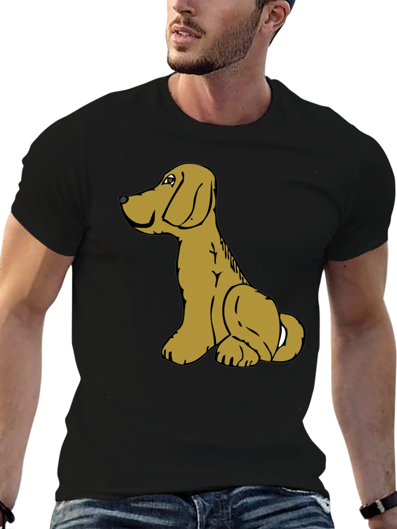 Dog Cartoon Graphic Black T-Shirt