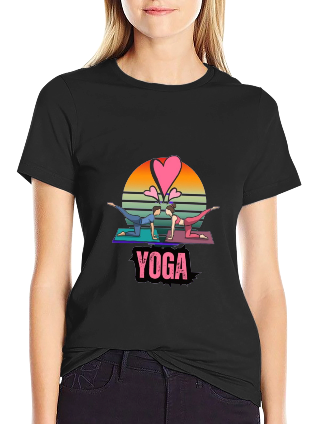 Yoga Couple Black T-Shirt