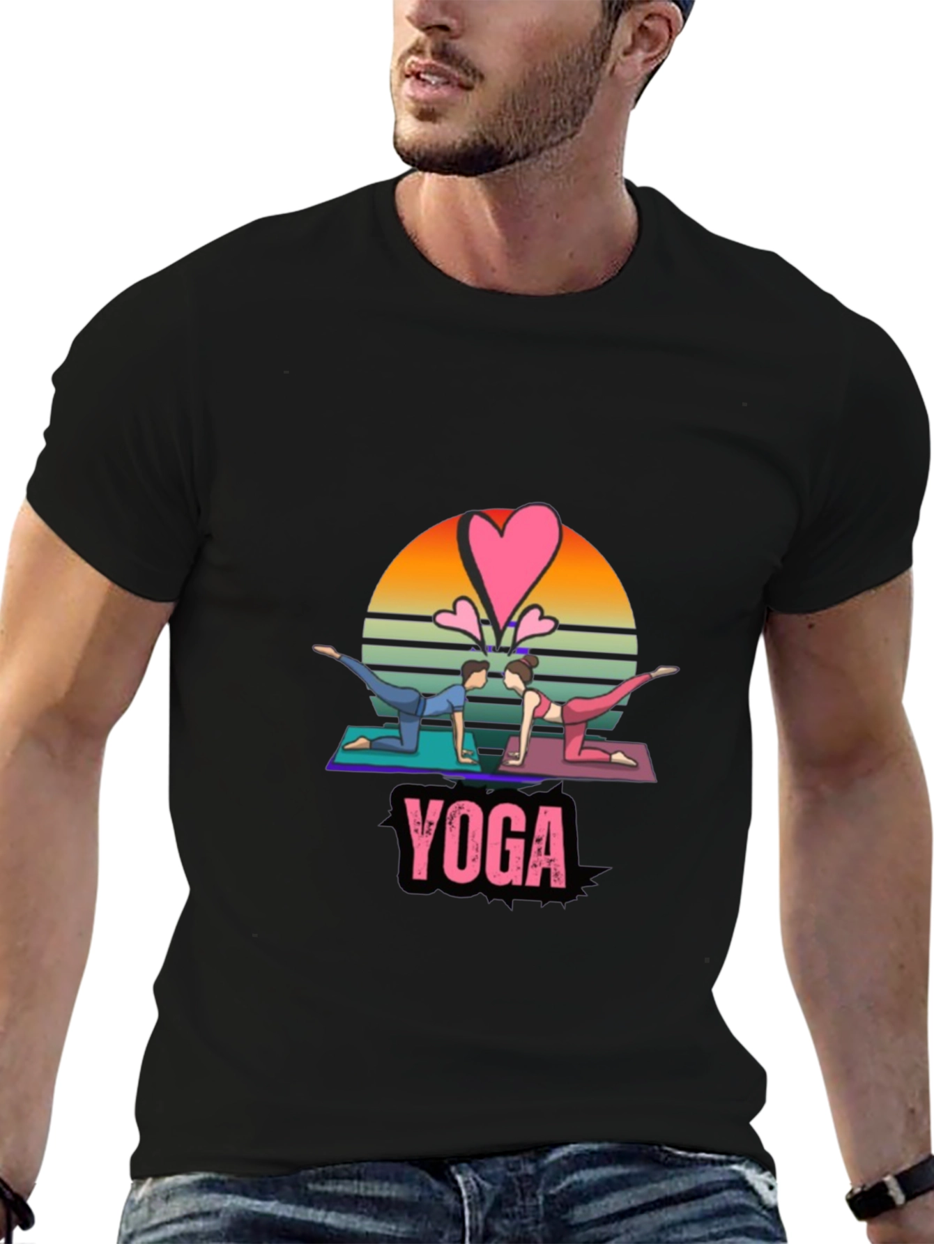 Yoga Couple Black T-Shirt