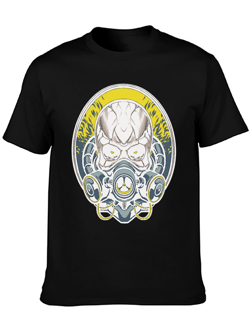 Skull Mask Graphic Tee - Black Cotton T-Shirt