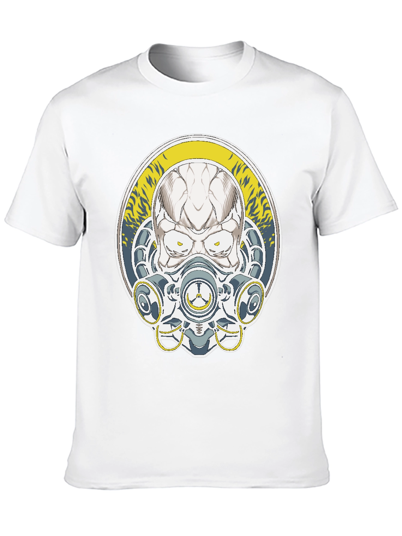 Skull Mask Graphic Tee - Black Cotton T-Shirt