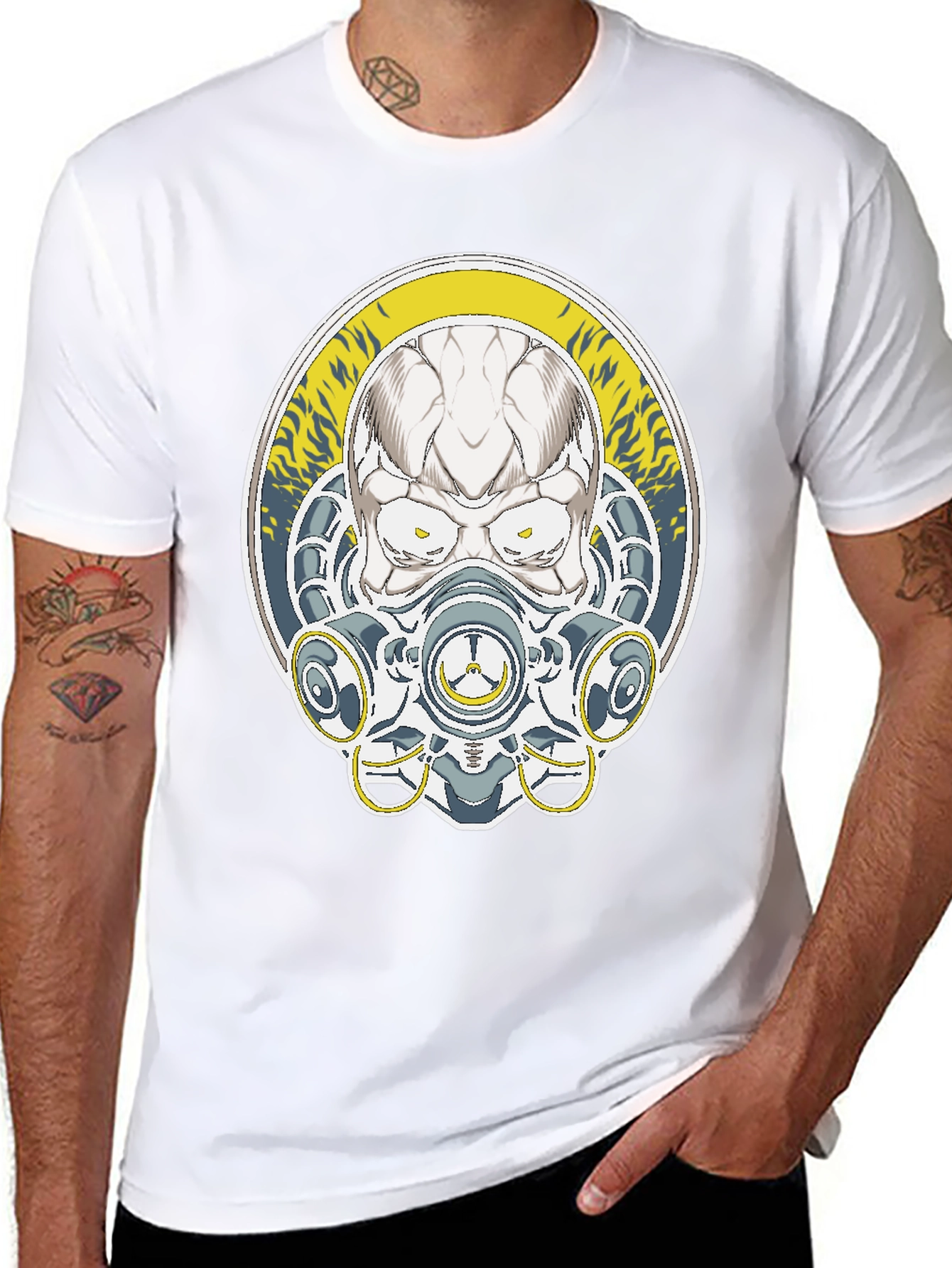 Skull Mask Graphic Tee - Black Cotton T-Shirt