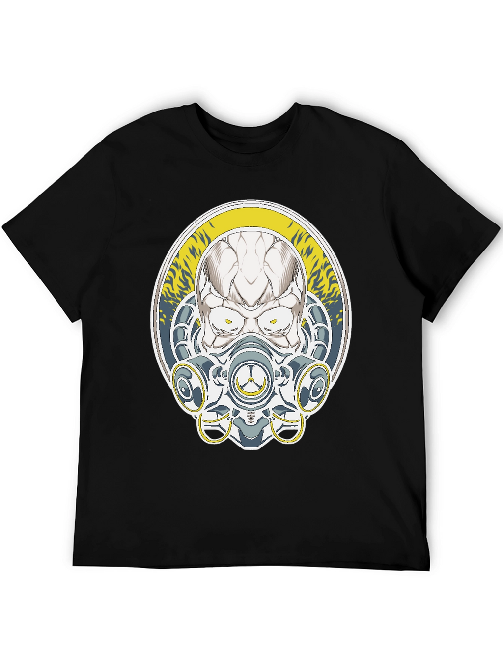 Skull Mask Graphic Tee - Black Cotton T-Shirt
