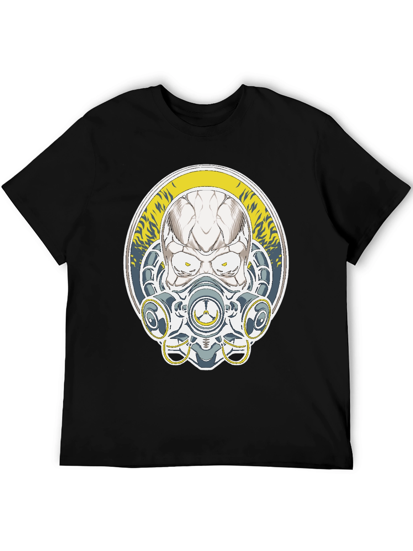 Skull Mask Graphic Tee - Black Cotton T-Shirt