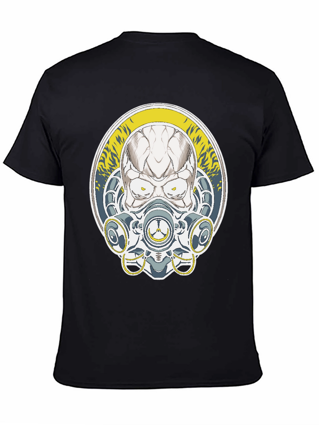 Skull Mask Graphic Tee - Black Cotton T-Shirt