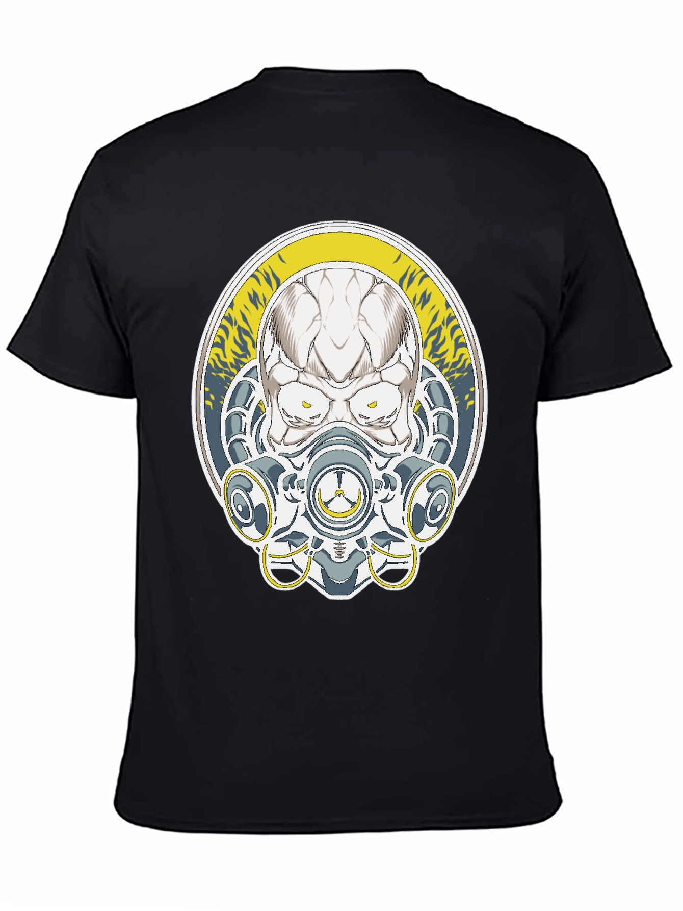Skull Mask Graphic Tee - Black Cotton T-Shirt
