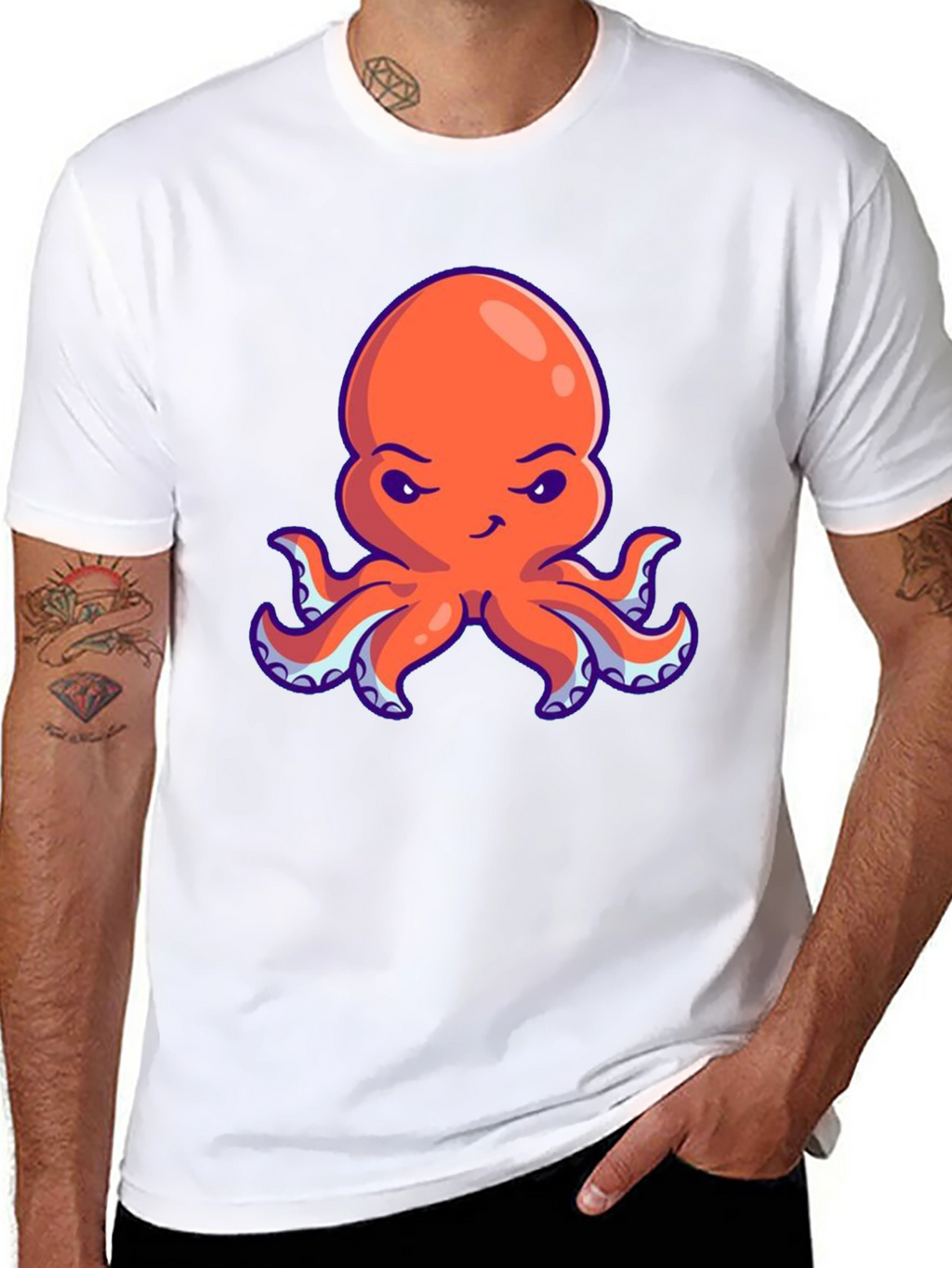 Orange Octopus Graphic Tee - Unique Design