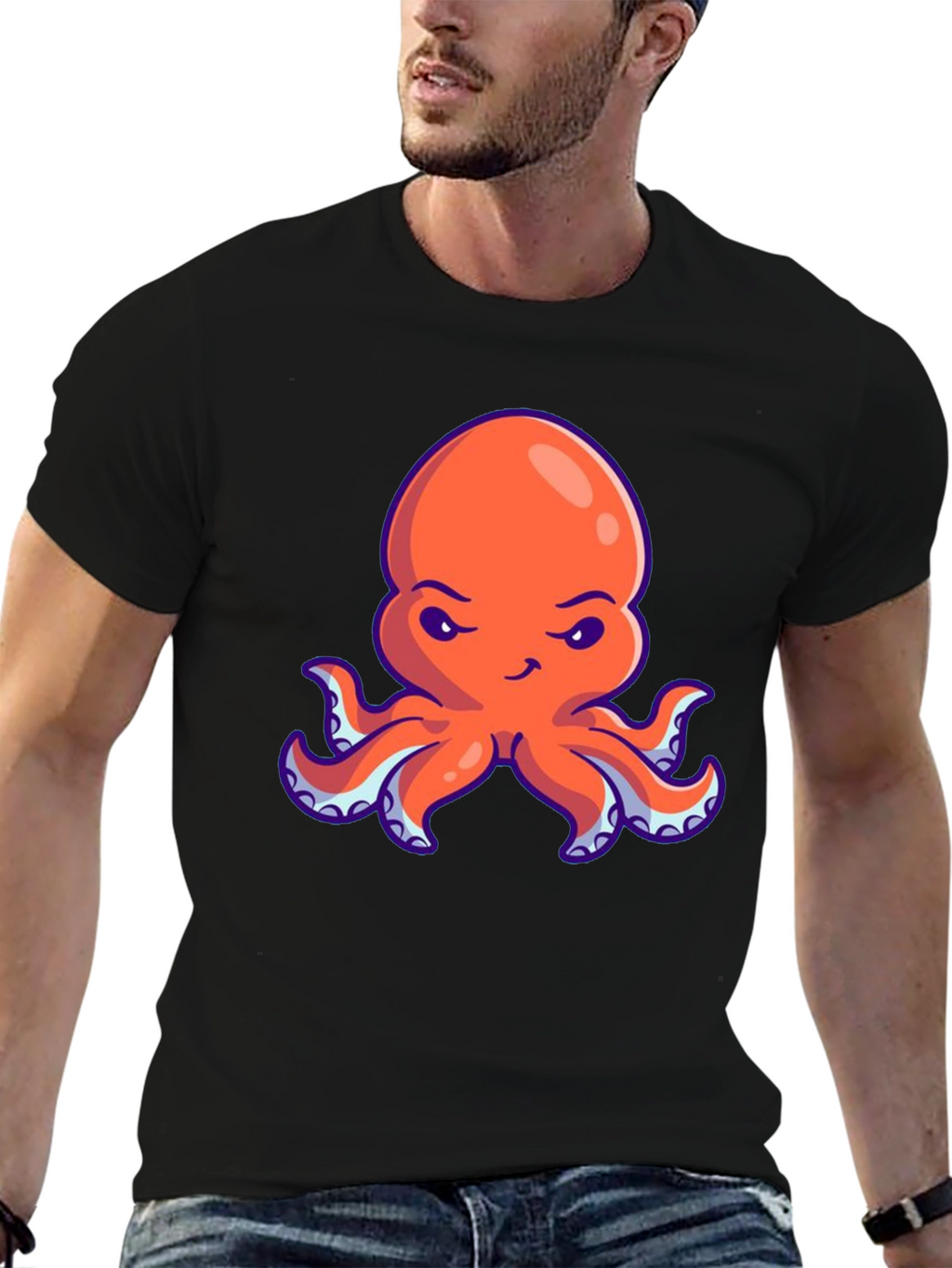 Orange Octopus Graphic Tee - Unique Design