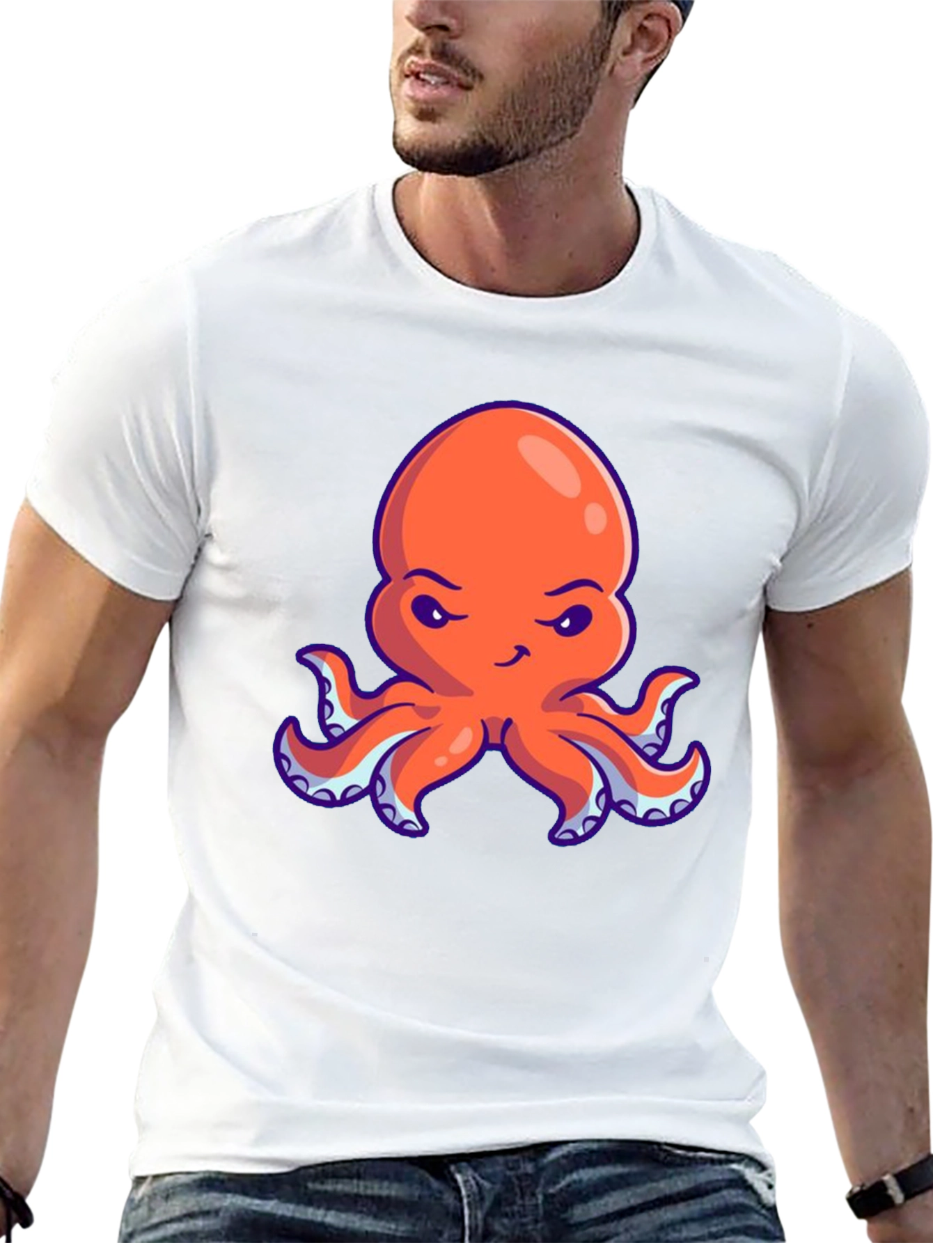 Orange Octopus Graphic Tee - Unique Design