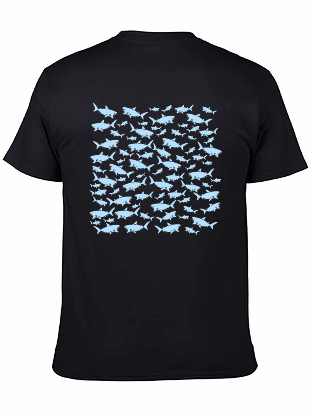 Shark Pattern Black T-Shirt