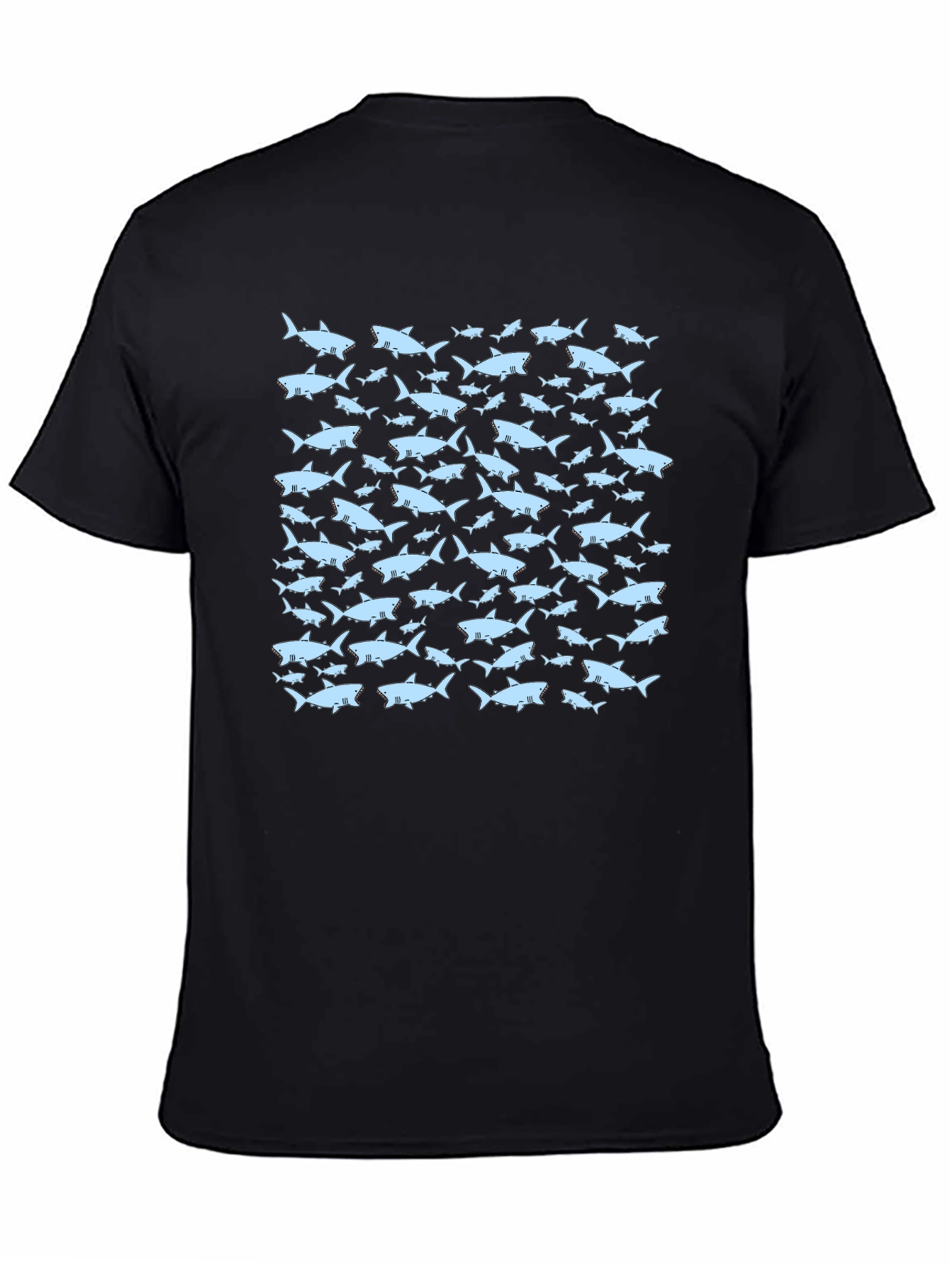 Shark Pattern Black T-Shirt