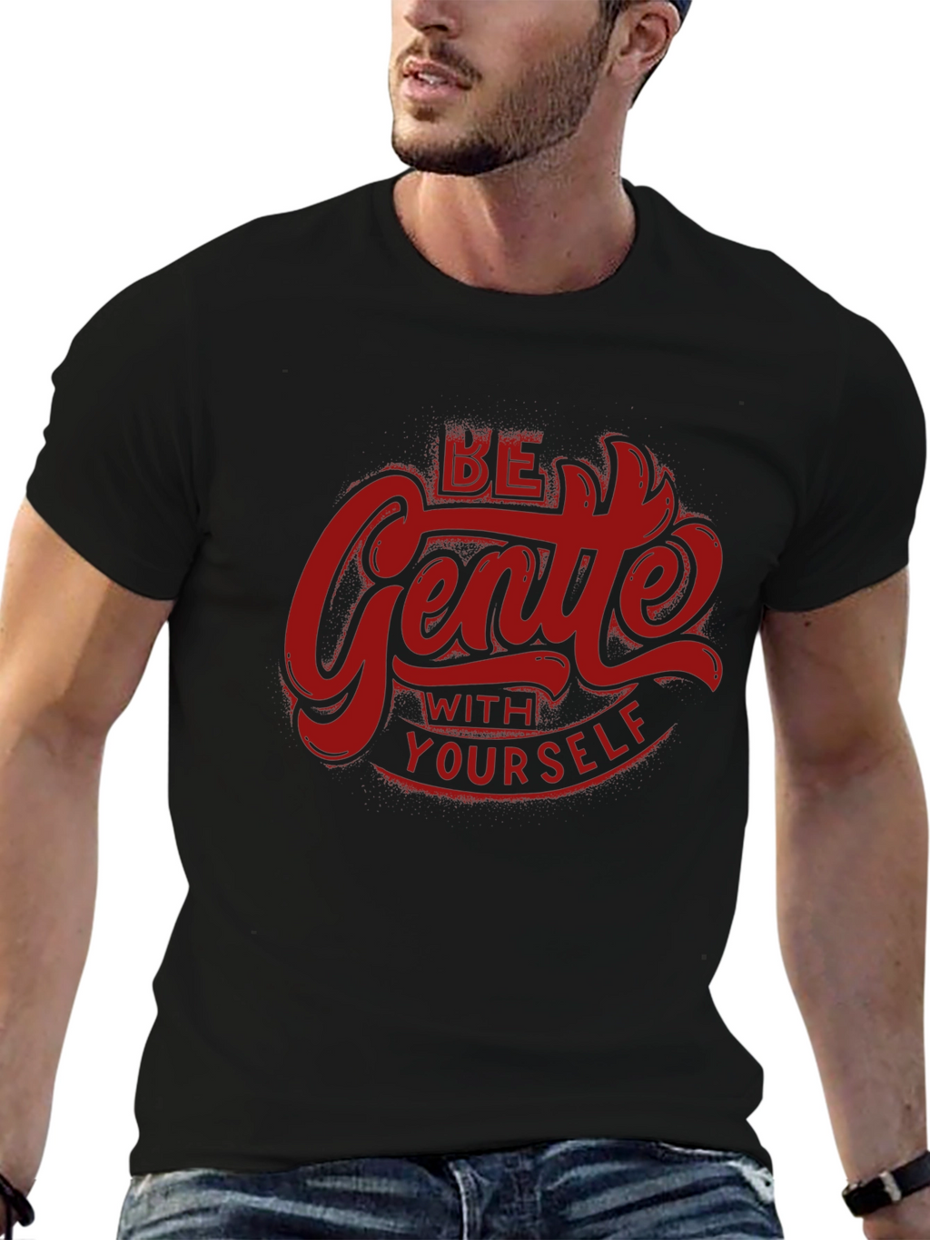 Be Gentle With Yourself Graphic Tee - Black