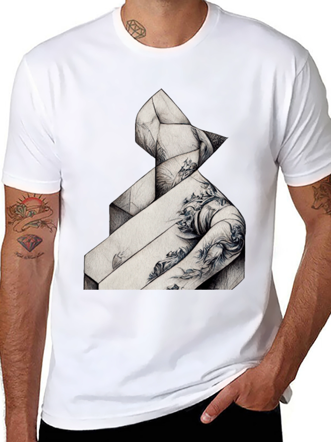 Abstract Geometric Graphic Tee - Stylish Comfort
