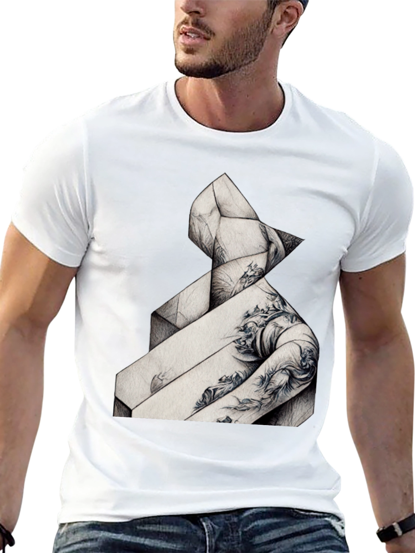 Abstract Geometric Graphic Tee - Stylish Comfort