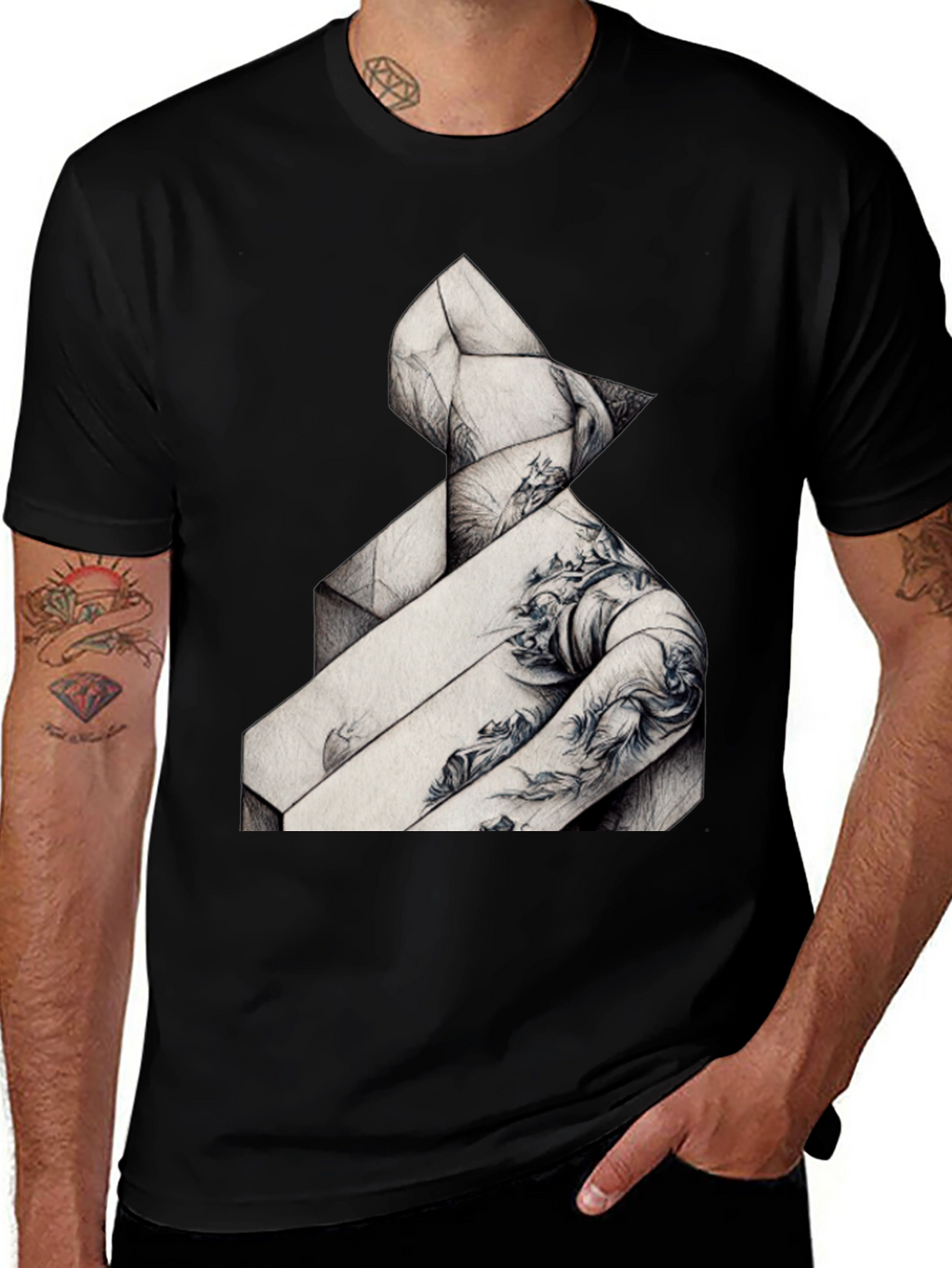 Abstract Geometric Graphic Tee - Stylish Comfort