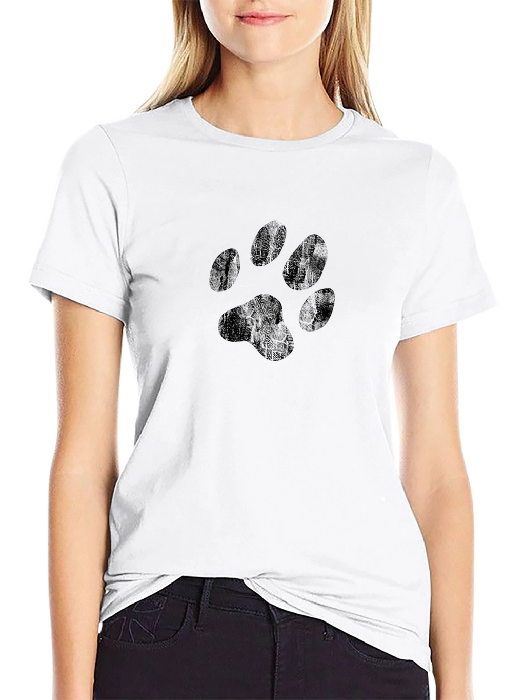 Black Paw Print Graphic T-Shirt