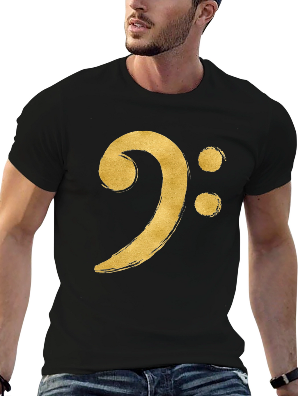 Bass Clef T-Shirt - Musical Golden Style