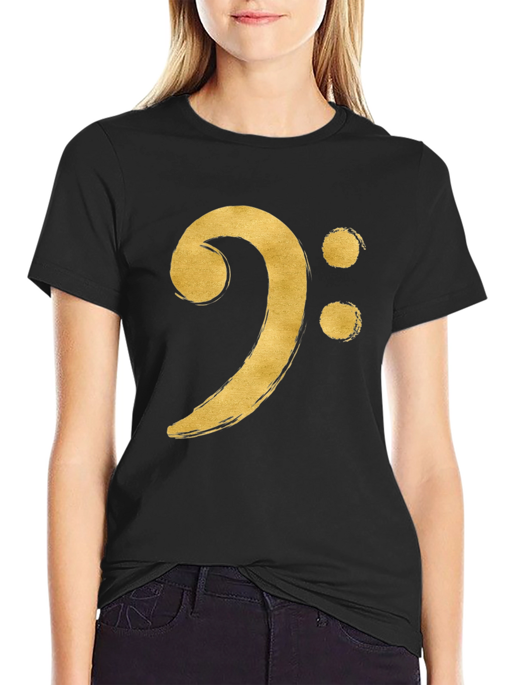 Bass Clef T-Shirt - Musical Golden Style