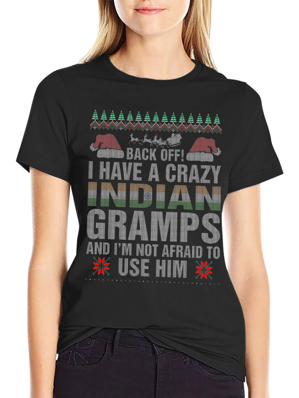 Crazy Indian Gramps Christmas T-Shirt
