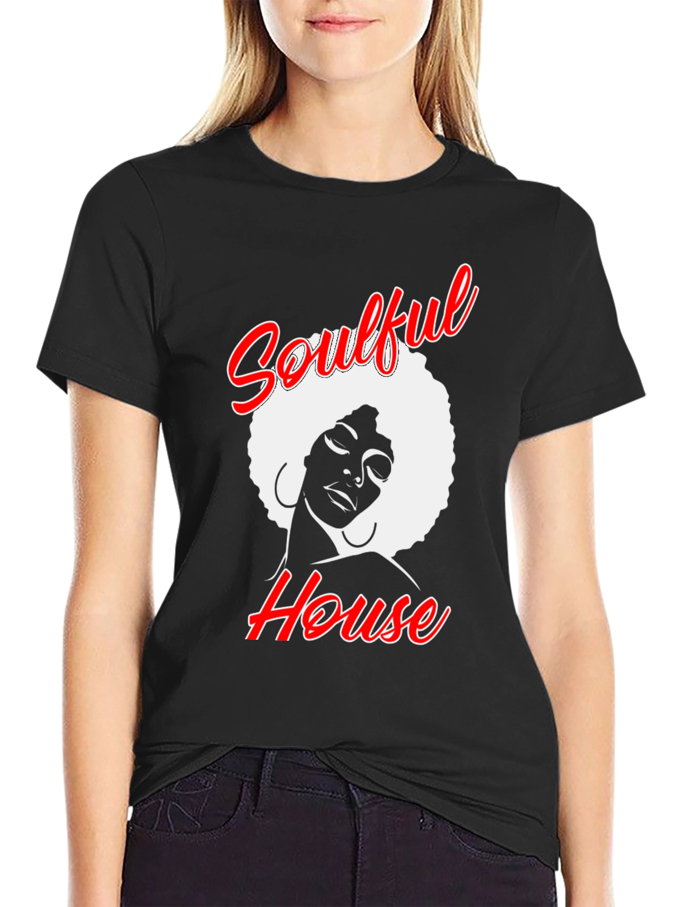 Soulful House Graphic T-Shirt - Black