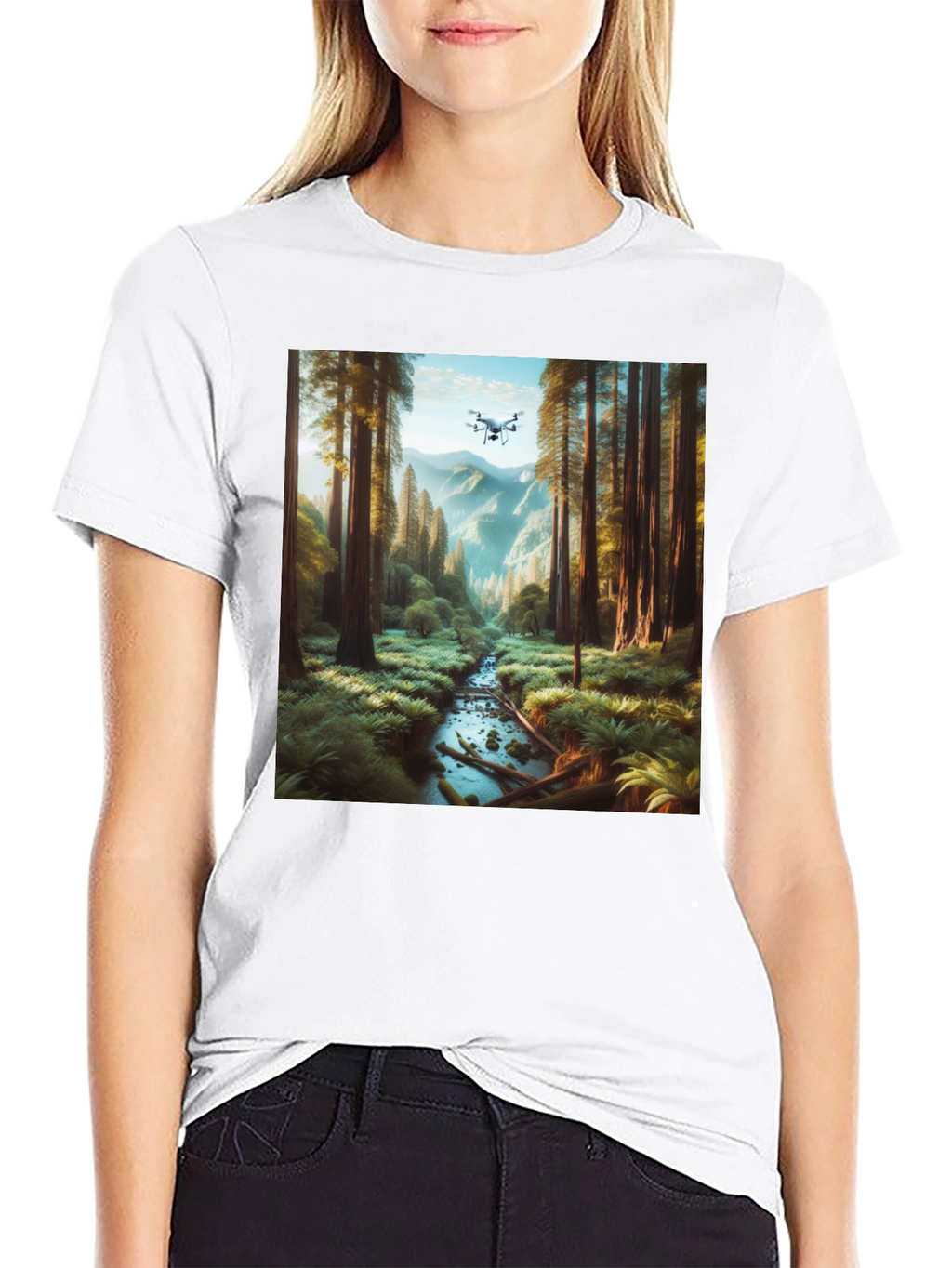 Drone Vista Tee - Nature & Tech Fusion