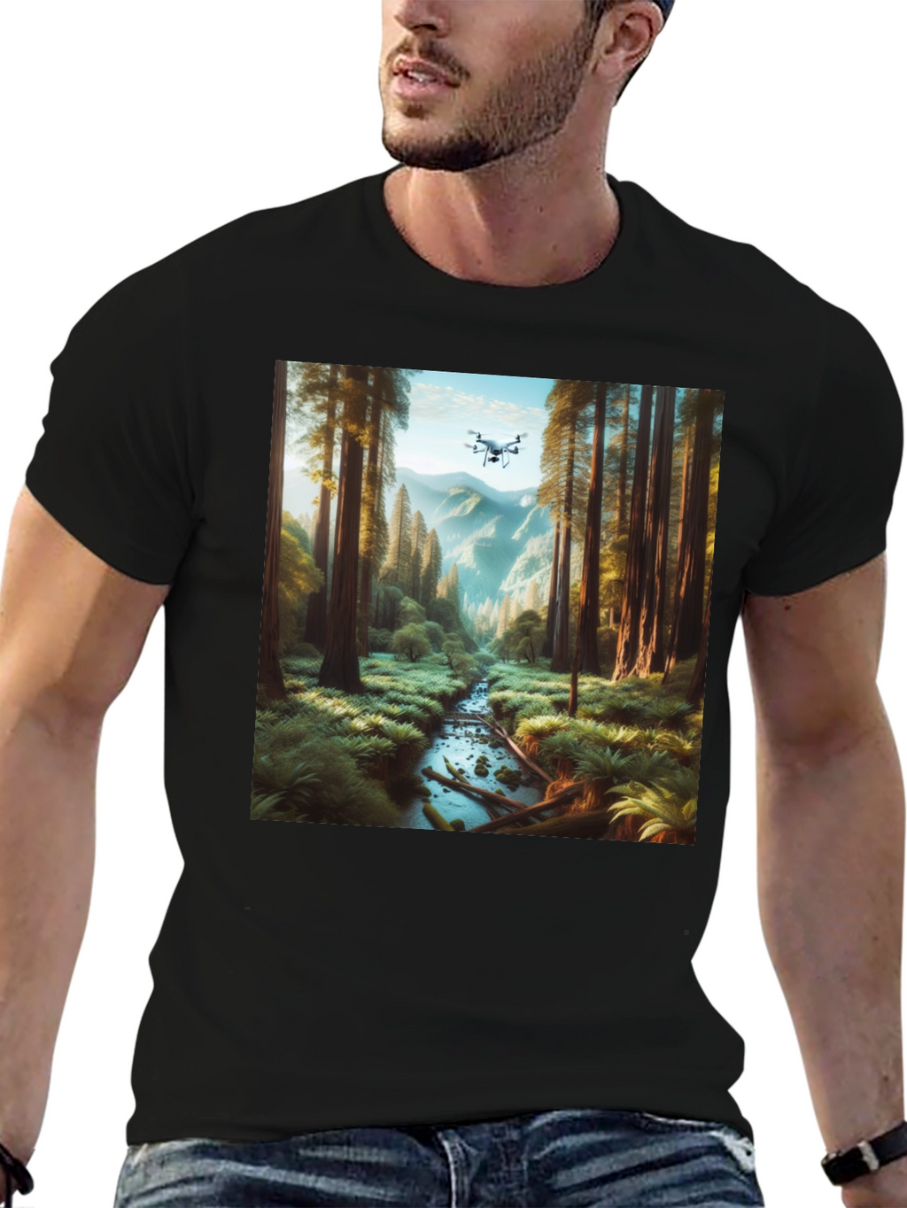 Drone Vista Tee - Nature & Tech Fusion