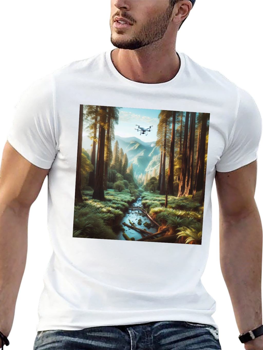 Drone Vista Tee - Nature & Tech Fusion