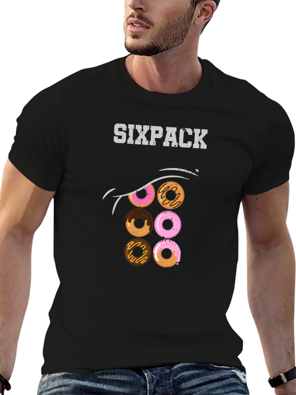 Sixpack Donut T-Shirt - Funny Graphic Tee