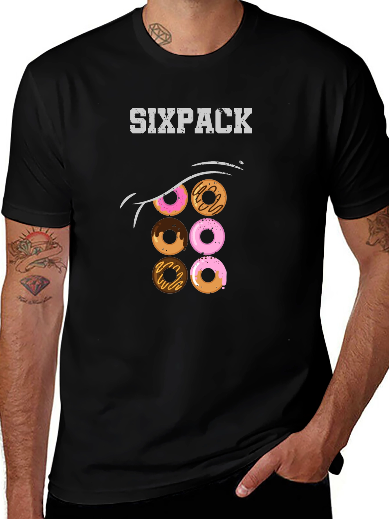 Sixpack Donut T-Shirt - Funny Graphic Tee