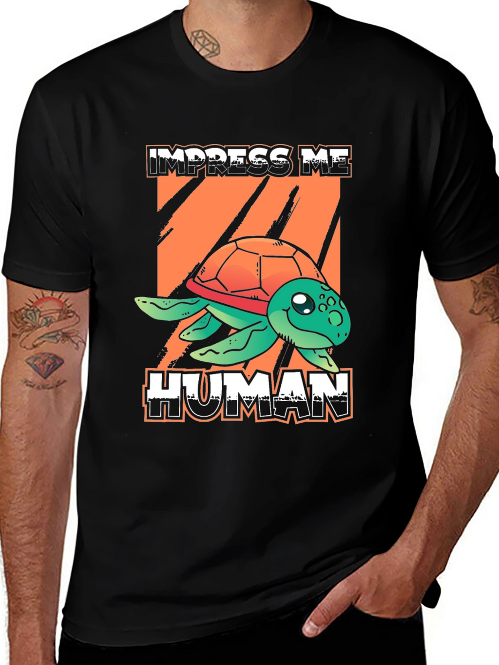 Impress Me Human Turtle Graphic T-Shirt