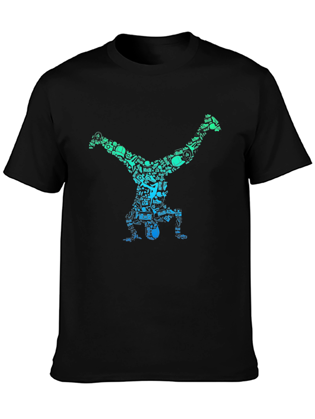 Cool Handstand Art Graphic Black T-Shirt