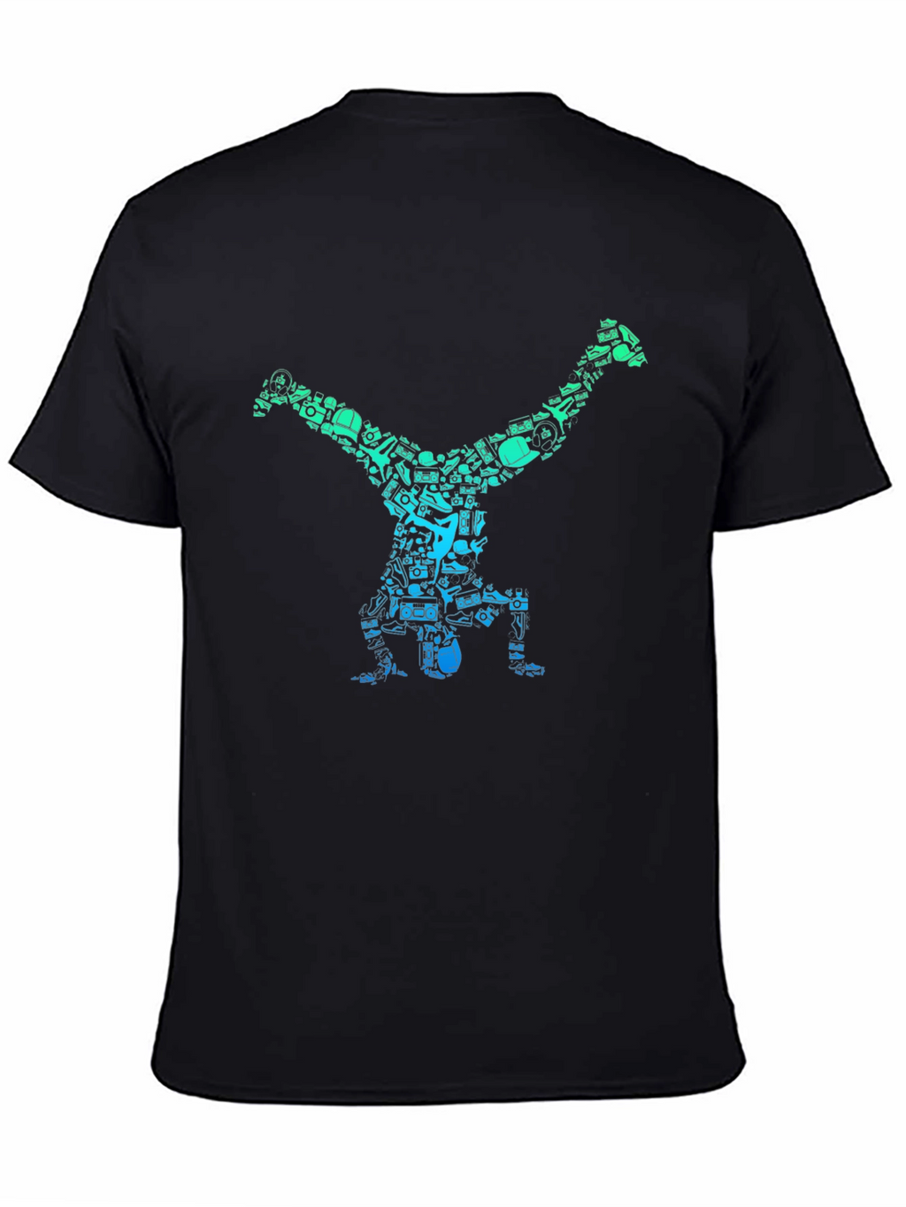 Cool Handstand Art Graphic Black T-Shirt