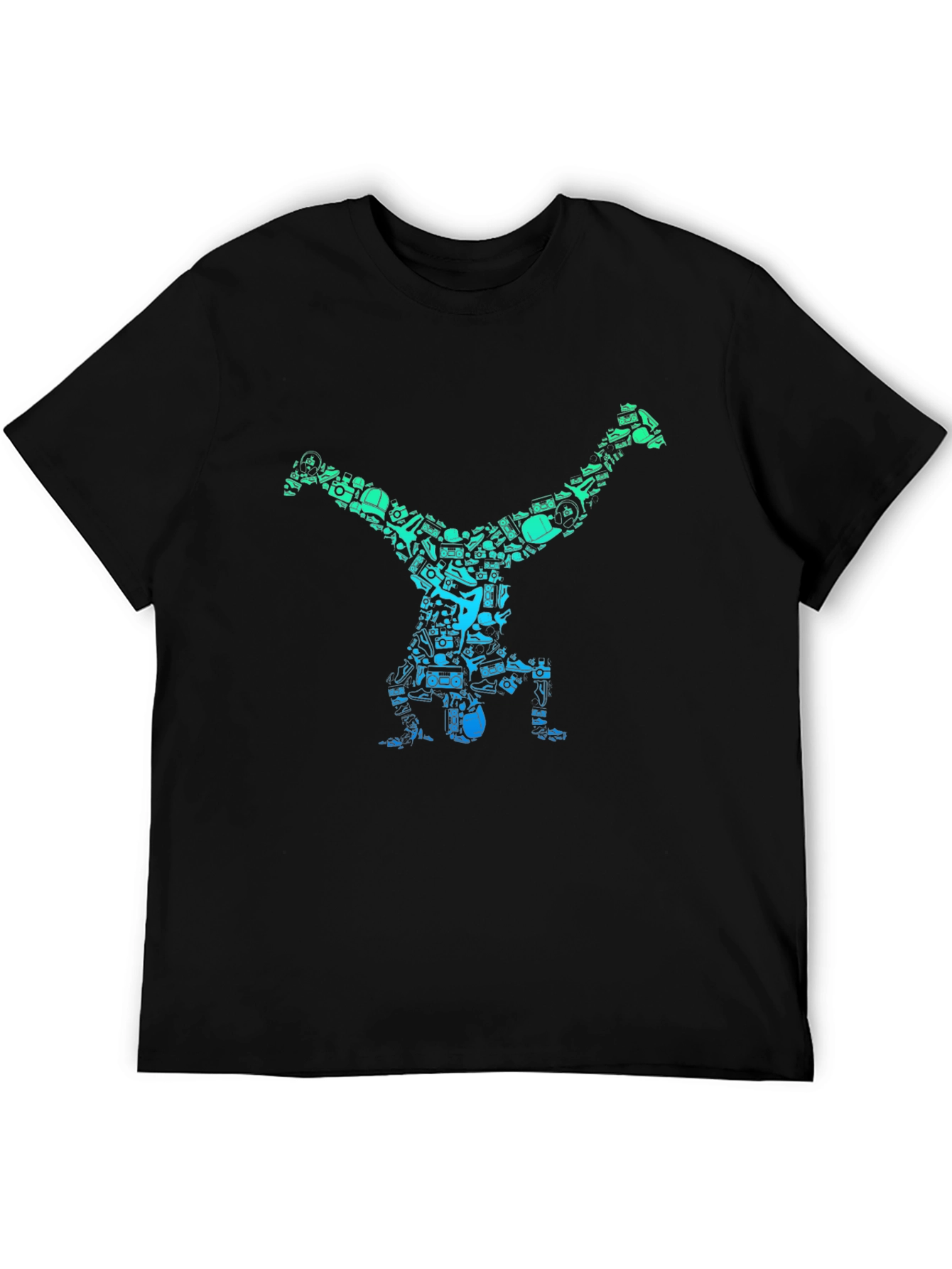 Cool Handstand Art Graphic Black T-Shirt