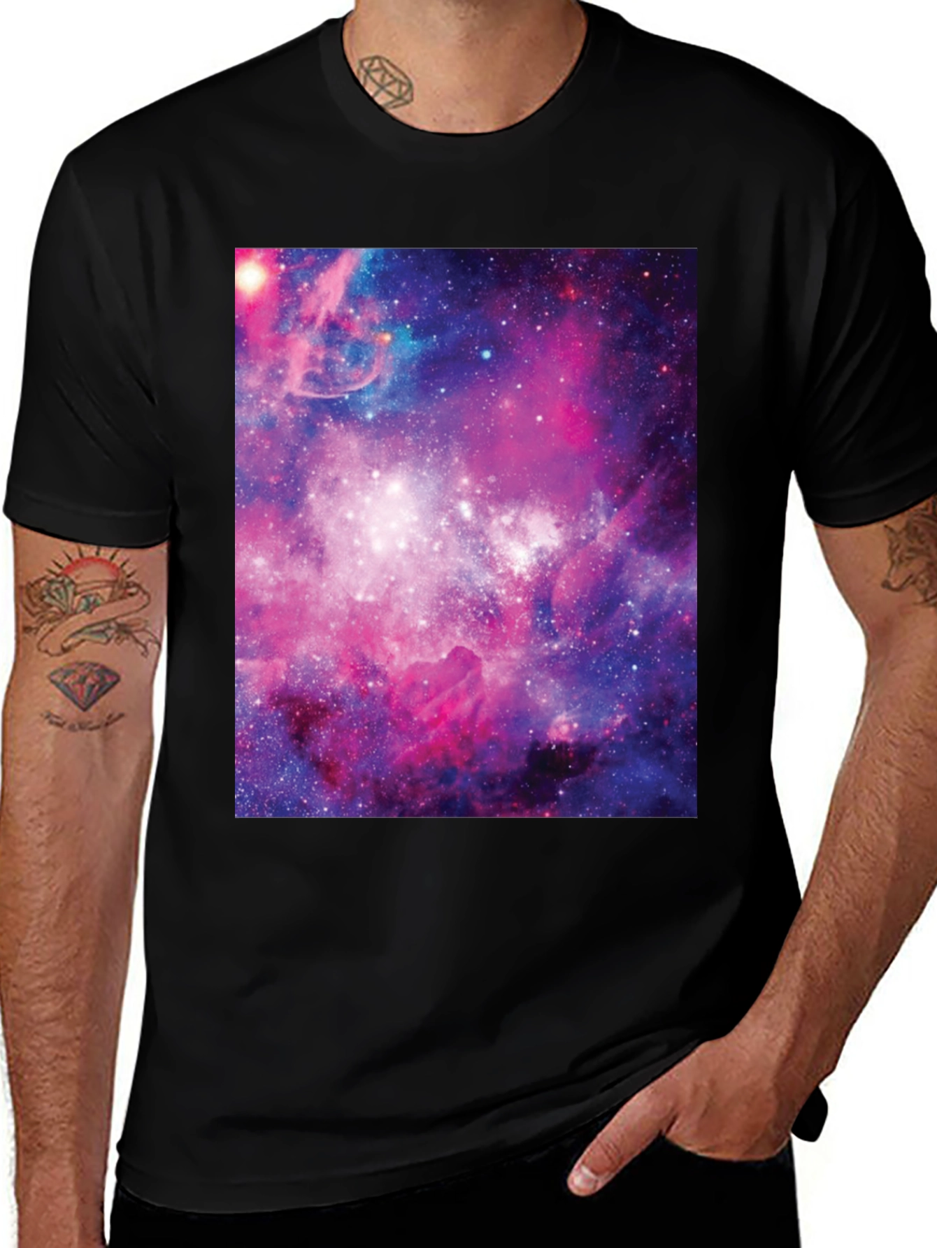 Galaxy Print Black Tee