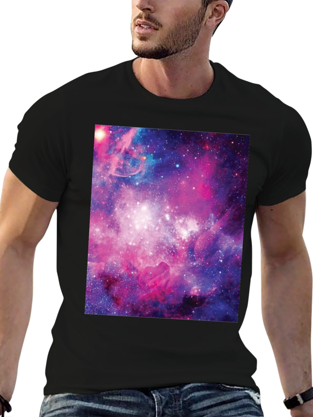 Galaxy Print Black Tee
