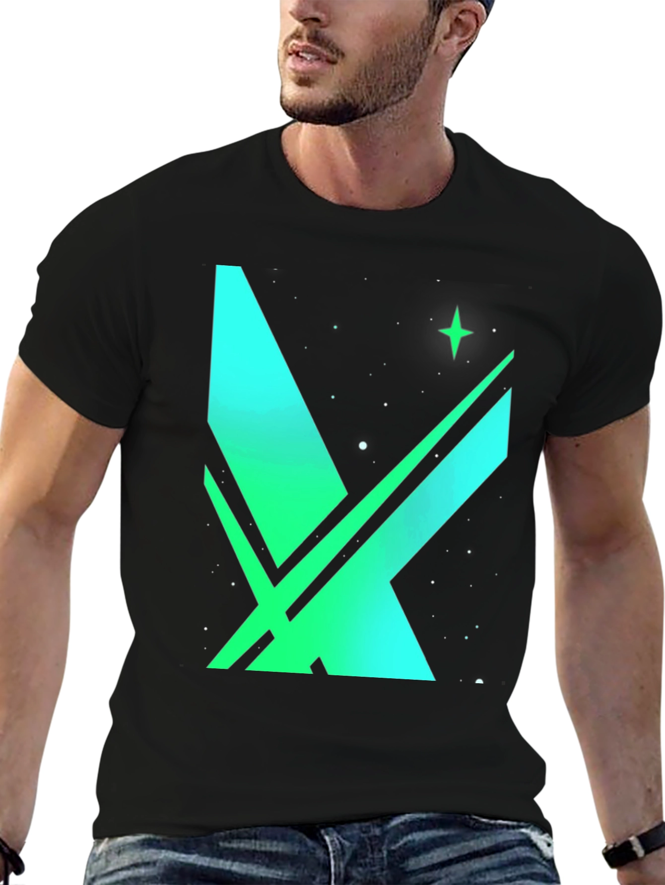 Space X Green Gradient Graphic T-Shirt