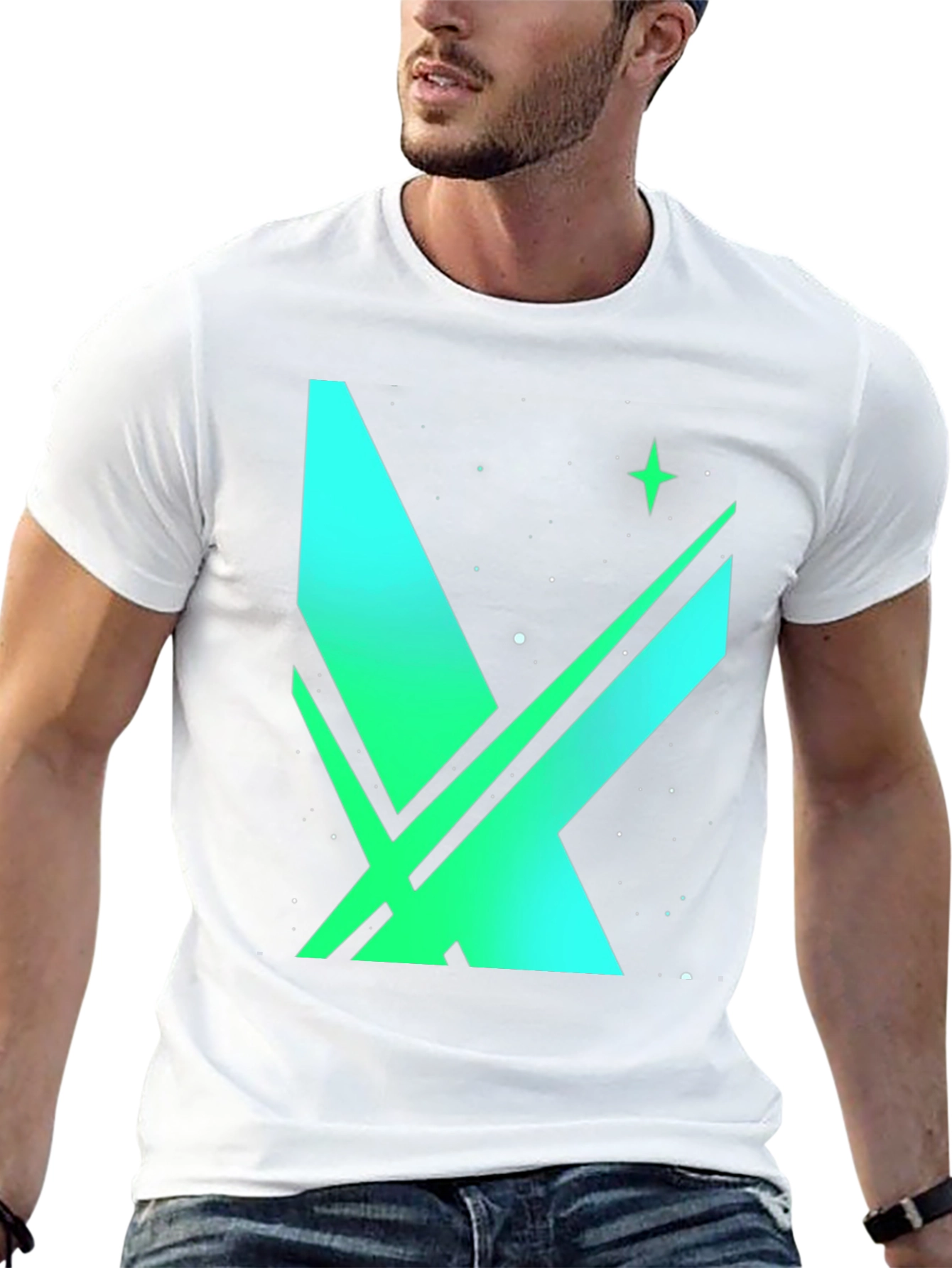 Space X Green Gradient Graphic T-Shirt