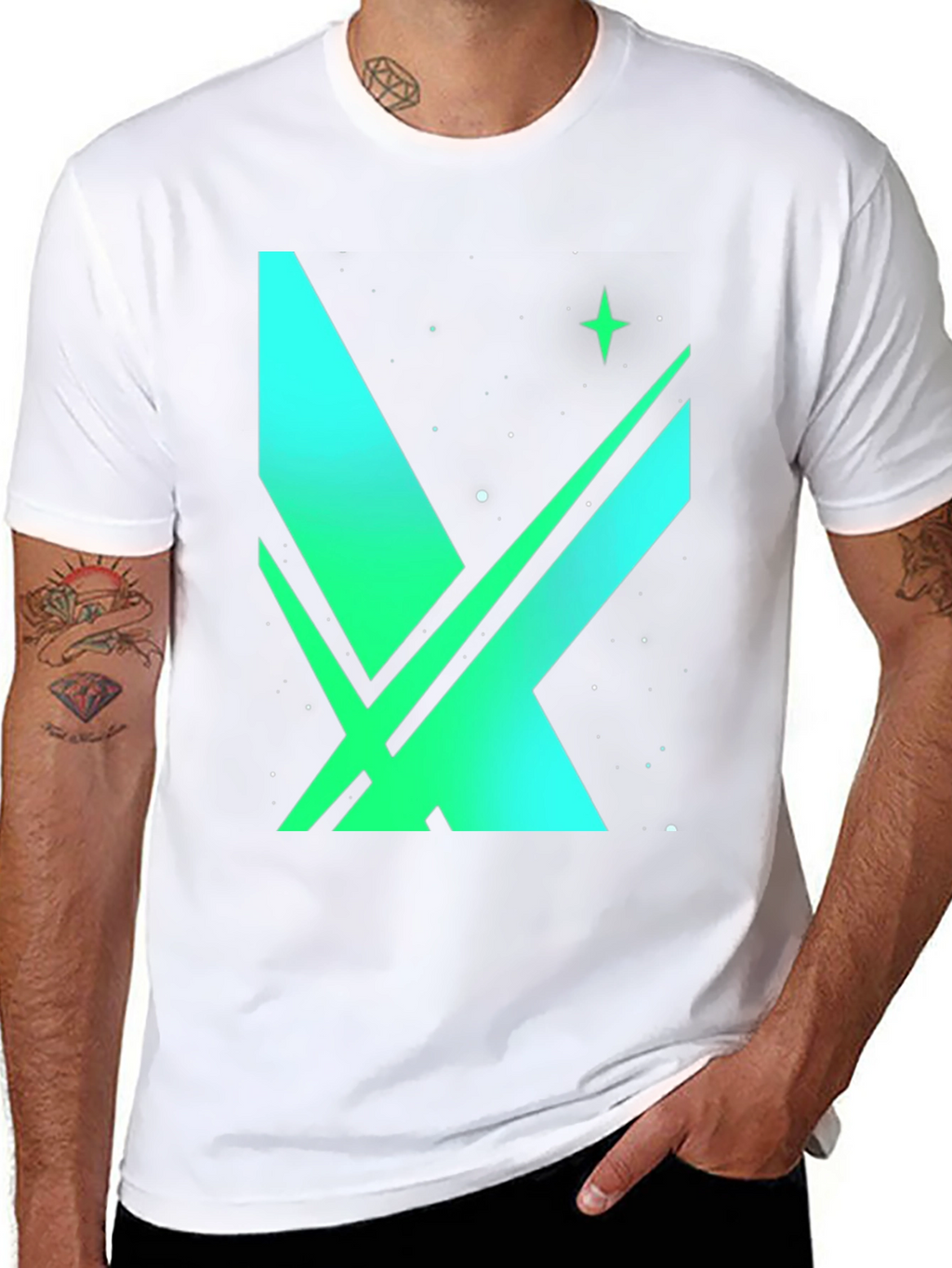 Space X Green Gradient Graphic T-Shirt