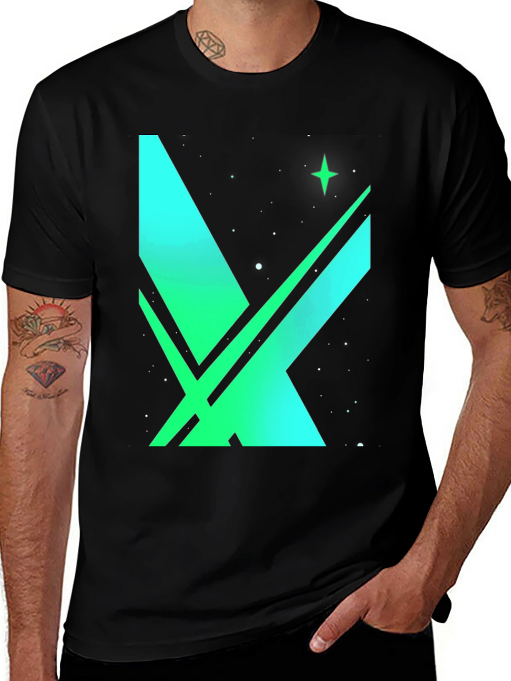 Space X Green Gradient Graphic T-Shirt